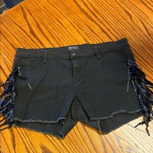 Forever 21 Black Jean Shorts with Fringe